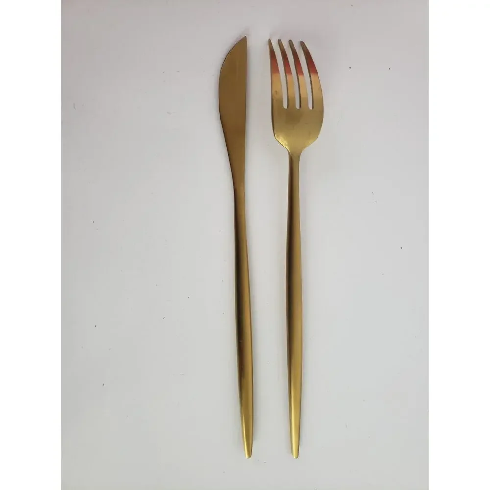 Gold Tone Silverware Stainless Flatware Dinner Set 4 Forks, 4 Knives